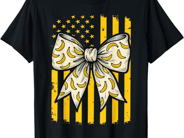 Banana coquette bow retro american flag bananas lovers t-shirt
