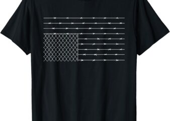 Barbed Wire American Flag Protest Upside Down USA Flag T-Shirt
