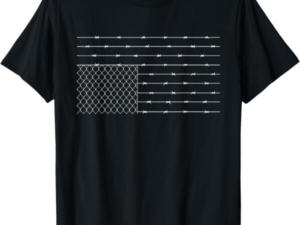 Barbed wire american flag protest upside down usa flag t-shirt