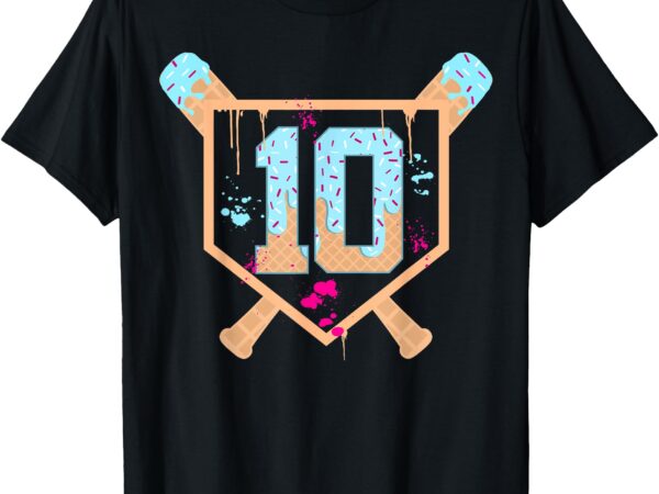 Baseball 10 year old ice cream drip 10th birthday boy 10 t-shirt