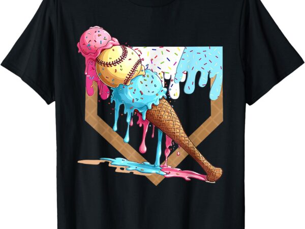 Baseball drip for boys home plate ice cream drip youth sport t-shirt