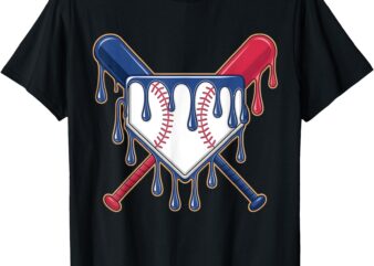 Baseball Ice Cream Drip Boy Youth Kids Driping Toddler Men T-Shirt