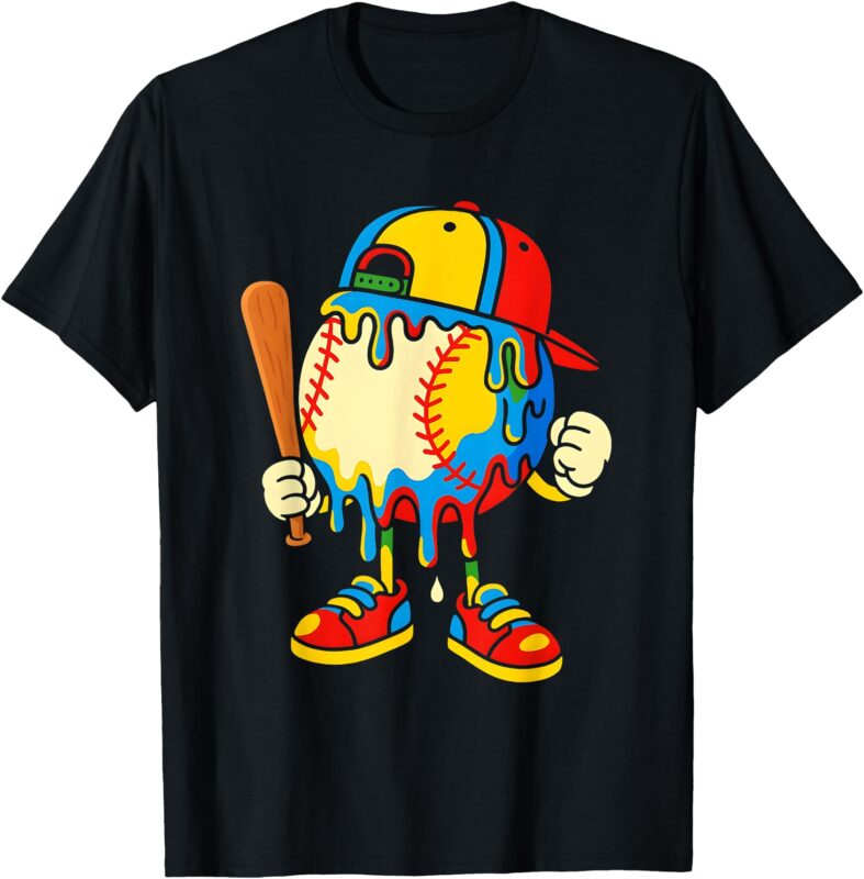 Baseball Ice Cream Drip Youth Back To school Baseball Stuff T-Shirt