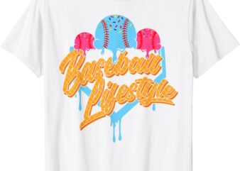 Baseball Lifestyle Home Plate Ice Cream Drip Men Boys Kids T-Shirt