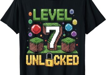 Birthday Children Shirt Level 7 Unlocked Games T-Shirt
