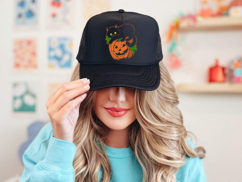 Black Cat Pumpkin Halloween Svg Png, Vintage Fall Gifts, Halloween Tshirts and Hoodies, Spooky Season Svg File, Digital Download