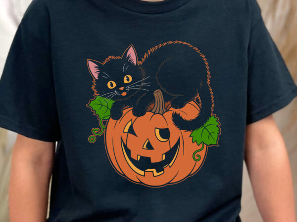 Black cat pumpkin halloween svg png, vintage fall gifts, halloween tshirts and hoodies, spooky season svg file, digital download