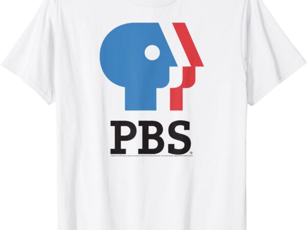 Blue and red logo public broadcasting service t-shirt