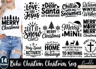 Boho christian christmas t-shirt bundle boho christian christmas svg bundle