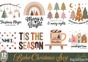 Boho Christmas T-shirt Bundle Boho Christmas SVG Bundle