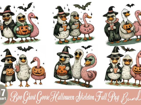 Boo ghost goose halloween skeleton fall bundle t shirt template