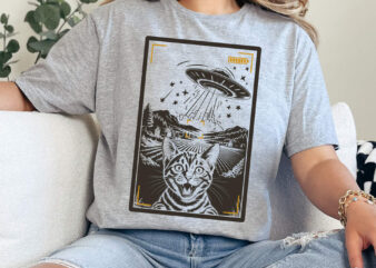 Funny Cat Selfie with UFO Svg Png, Alien Spaceship Illustration, Funny T-Shirt Graphic, Sci-Fi Cat Meme Design, Instant Download