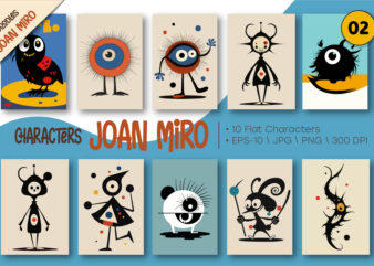 Characters in the style of Joan Miro 02.