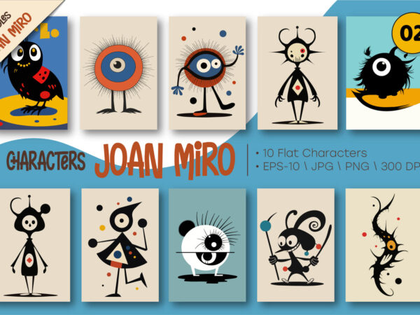 Characters in the style of joan miro 02. t shirt vector file