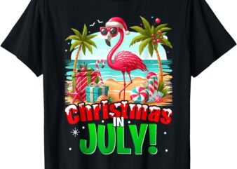 Christmas in July Palm Tree Xmas Tree Beach Summer Vacation T-Shirt