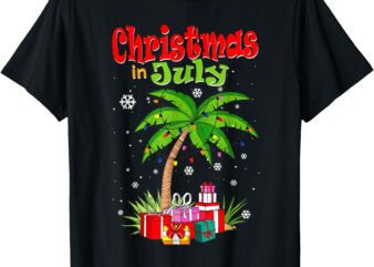 Christmas in July Palm Tree Xmas Tree Beach Summer Vacation T-Shirt