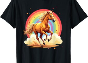 Colorful Running Horse And Rainbow T-Shirt