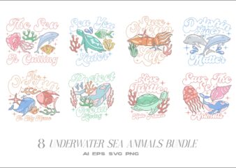 Underwater Sea Animals T-shirt Designs Bundle