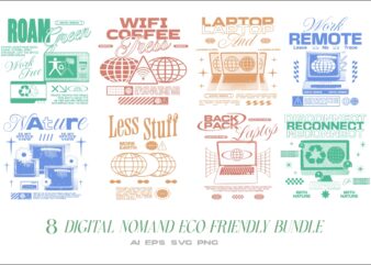Digital Nomad Eco-Friendly T-shirt Designs Bundle