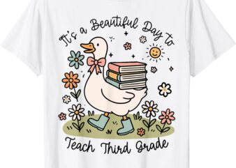 Cute Goose It’s A Beautiful Day To Teach 3rd Grade Teacher T-Shirt
