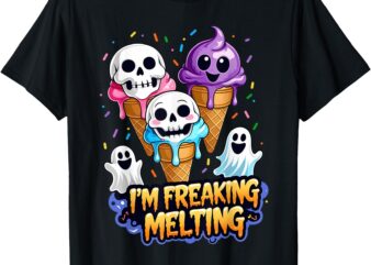 Cute I’m Freaking Melting Skull Ice Cream Halloween T-Shirt