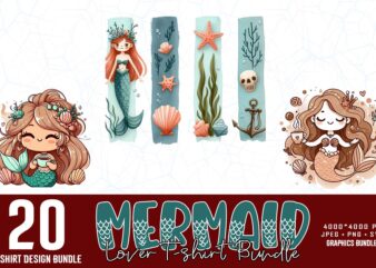 20 Trendy Retro Mermaid Graphics t-shirt design SVG bundle