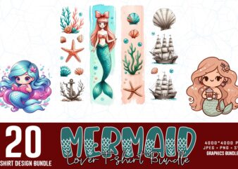 Vintage Mermaid Lover t-shirt design – download instantly Retro Vintage Illustration