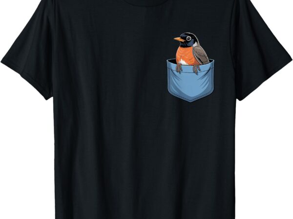 Cute pocket american robin bird birdwatcher t-shirt