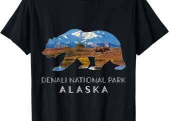 Denali National Park Alaska Bear Scene with Mountain Moose T-Shirt