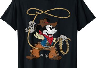 Disney Mickey Mouse Cowboy Costume Western Vintage Look T-Shirt
