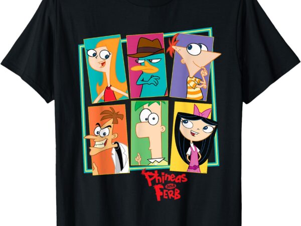 Disney phineas and ferb character collage t-shirt