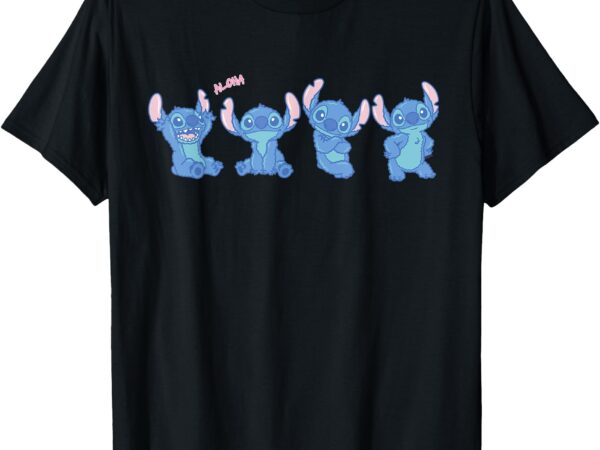Disney stitch fluffy aloha vibes cute multi-pose t-shirt