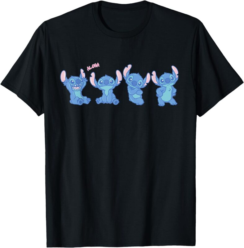 Disney Stitch Fluffy Aloha Vibes Cute Multi-Pose T-Shirt