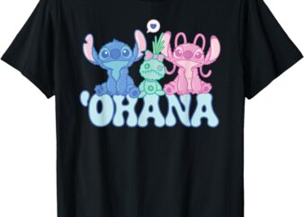 Disney Stitch with Angel & Scrump Fluffy Cute ‘Ohana T-Shirt