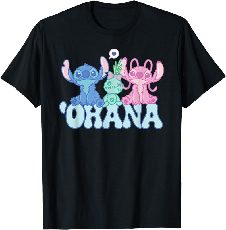 Disney Stitch with Angel & Scrump Fluffy Cute ‘Ohana T-Shirt