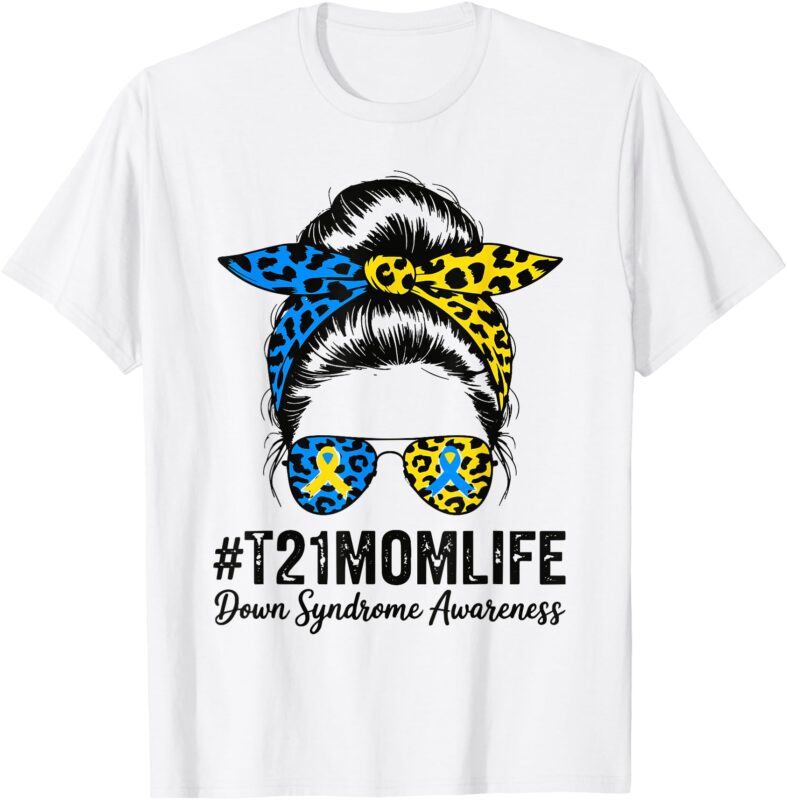 Down Syndrome Mom Life T21 Awareness Leopard Ribbon Women T-Shirt