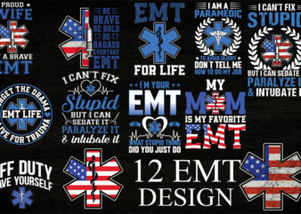 EMT T-shirt Design Bundle, EMS Paramedic Svg, EMT Svg, Medical Color Outlined Symbol Svg, Star Of Life Sticker, Digital Download