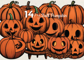 Cute Fall Pumpkin Clipart Png Bundle