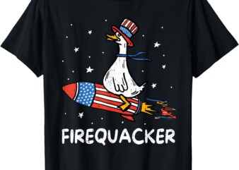 Firequacker Duck On Firecracker Funny 4th Of July Fourth T-Shirt