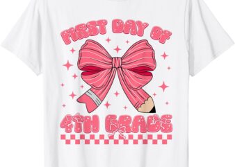 First Day Of Fourth Grade Coquette Back To School Girls Kids T-Shirt