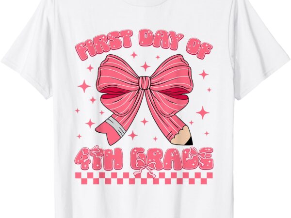 First day of fourth grade coquette back to school girls kids t-shirt