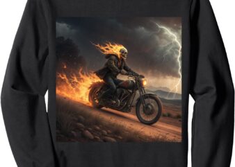 Flaming Skeleton Rider in Desert Storm Sweatshirt