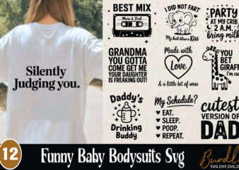 Funny baby bodysuits t-shirt bundle funny baby bodysuits svg bundle