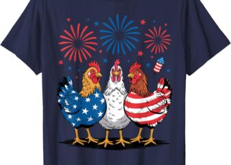 Funny Patriotic Chickens USA Flag 4th of July Chicken Lover T-Shirt