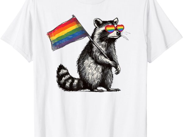 Funny raccoon gay pride lgbtq rainbow flag men women kids t-shirt