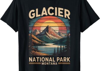 Glacier National Park Bear Vintage Montana Hiking Camping T-Shirt