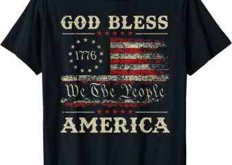 God Bless America USA Flag 4th of July Patriotic T-Shirt