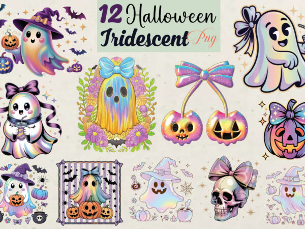 Halloween iridescent ghost bundle png bundle graphic t shirt