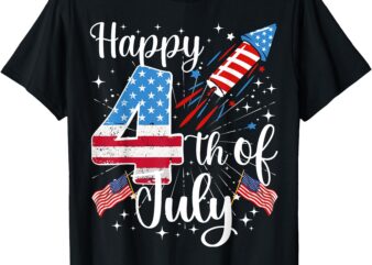 Happy 4th of July US Flag 4th Of July Fireworks Women Men T-Shirt