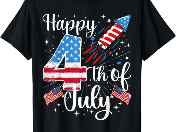 Happy 4th of july us flag 4th of july fireworks women men t-shirt